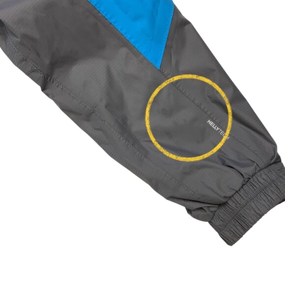 Helly Hansen Packable Windbreaker Jacket M Blue Gray Hooded Colorblock Gorpcore - Picture 6 of 12
